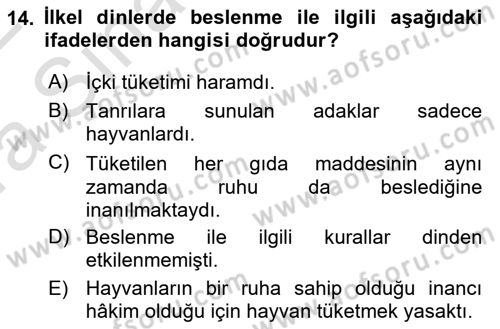 Gastronominin Temelleri Dersi 2021 - 2022 Yılı (Vize) Ara Sınav Soruları 14. Soru