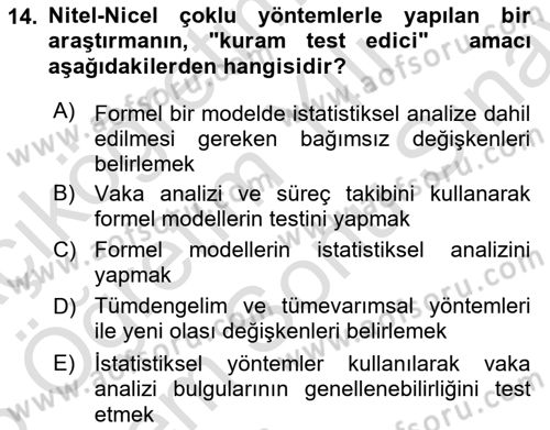 Uluslararası İlişkilerde Araştırma Yöntemleri Dersi 2025 - 2026 Yılı (Final) Dönem Sonu Sınav Soruları 14. Soru