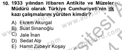 Arkeolojik Alan Yönetimi Dersi 2013 - 2014 Yılı (Vize) Ara Sınav Soruları 10. Soru