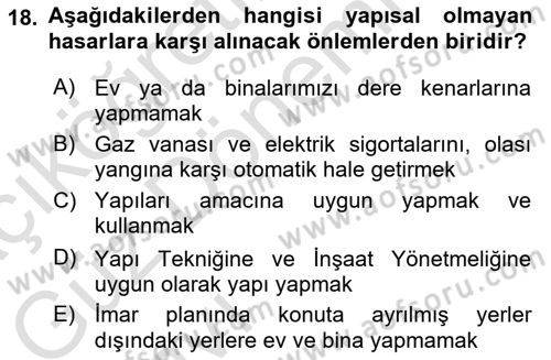 Arama Kurtarma Bilgisi ve Etik Değerler Dersi 2023 - 2024 Yılı (Vize) Ara Sınav Soruları 18. Soru