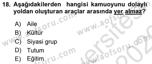 Acil Durum ve Afet Farkındalık Eğitimi Dersi 2019 - 2020 Yılı (Vize) Ara Sınav Soruları 18. Soru