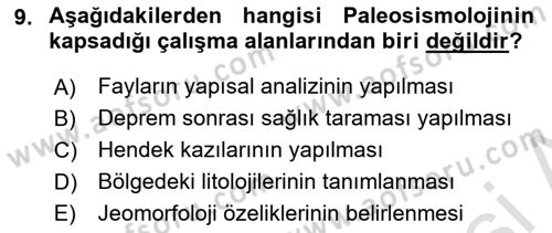 Afet Risk Azaltma Politikaları Dersi 2022 - 2023 Yılı (Final) Dönem Sonu Sınav Soruları 9. Soru