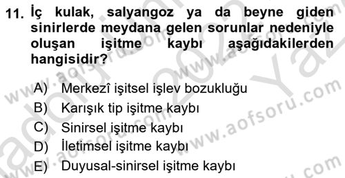 Özel Gereksinimli Bireyler İçin Afet ve Acil Durum Yönetimi Dersi 2022 - 2023 Yılı Yaz Okulu Sınav Soruları 11. Soru
