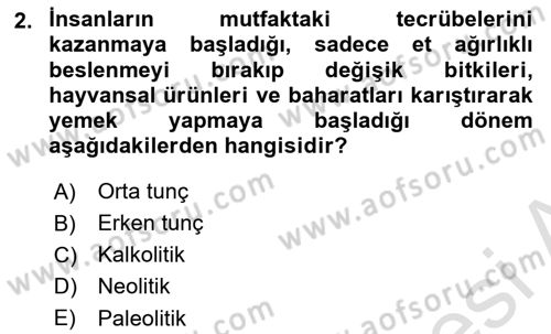 Gastronomi Tarihi Dersi 2024 - 2025 Yılı Yaz Okulu Sınav Soruları 2. Soru