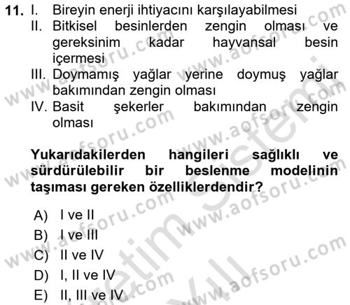 Gastronomi Ve Sürdürülebilirlik Dersi 2022 - 2023 Yılı Yaz Okulu Sınav Soruları 11. Soru