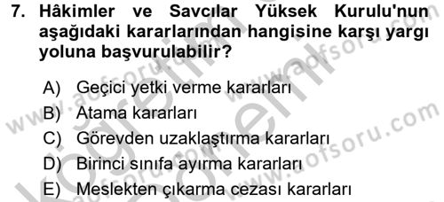 İdari Yargı Dersi 2016 - 2017 Yılı (Vize) Ara Sınav Soruları 7. Soru