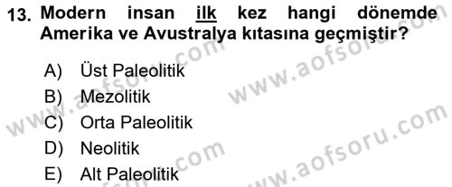 Anadolu Arkeolojisi Dersi 2025 - 2026 Yılı (Vize) Ara Sınav Soruları 13. Soru