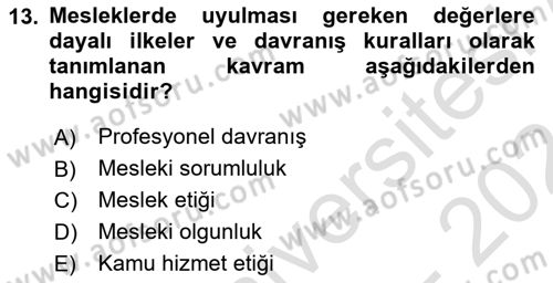 Arama Kurtarma Bilgisi ve Etik Değerler Dersi 2023 - 2024 Yılı (Final) Dönem Sonu Sınav Soruları 13. Soru