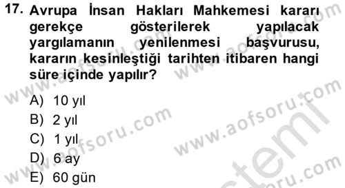 İdari Yargı Dersi 2014 - 2015 Yılı Tek Ders Sınav Soruları 17. Soru