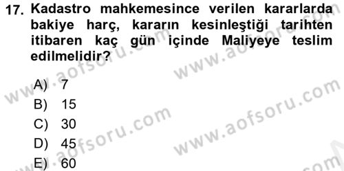 Kalem Mevzuatı Dersi 2015 - 2016 Yılı (Vize) Ara Sınav Soruları 17. Soru