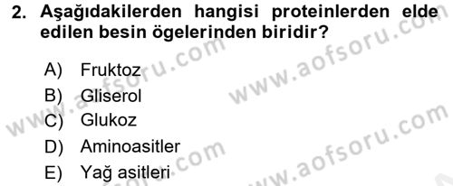 Beslenmenin Temel İlkeleri Dersi 2017 - 2018 Yılı 3 Ders Sınav Soruları 2. Soru