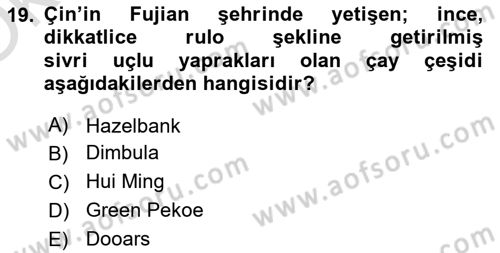 İçecek Bilgisi Dersi 2024 - 2025 Yılı Yaz Okulu Sınav Soruları 19. Soru