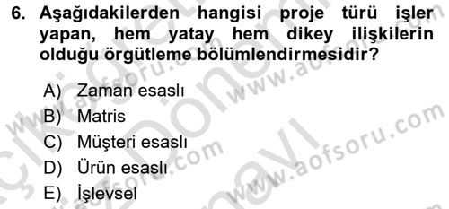 Yiyecek Ve İçecek İşletmeciliği Dersi 2022 - 2023 Yılı (Final) Dönem Sonu Sınav Soruları 6. Soru