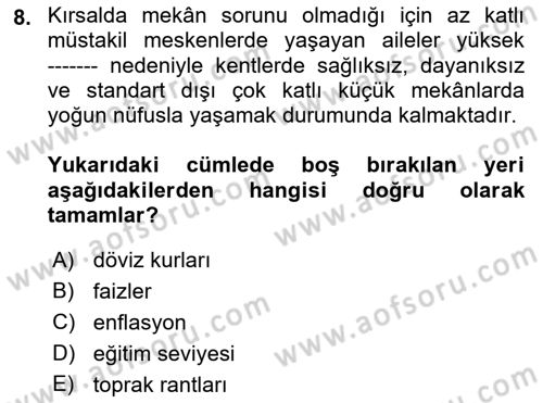 Afet Ekonomisi Ve Sigortacılığı Dersi 2022 - 2023 Yılı Yaz Okulu Sınav Soruları 8. Soru