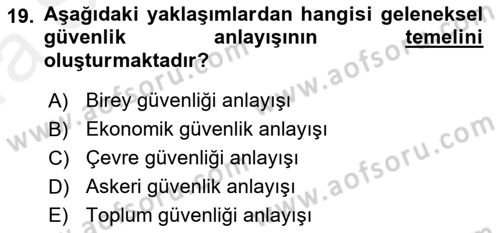 Afet Risk Azaltma Politikaları Dersi 2018 - 2019 Yılı (Vize) Ara Sınav Soruları 19. Soru