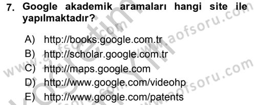 Büro Teknolojileri Dersi 2016 - 2017 Yılı 3 Ders Sınav Soruları 7. Soru