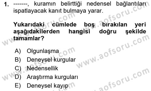Uluslararası İlişkilerde Araştırma Yöntemleri Dersi 2018 - 2019 Yılı (Vize) Ara Sınav Soruları 1. Soru