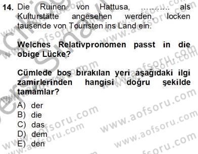 Turizm İçin Almanca 2 Dersi 2013 - 2014 Yılı Tek Ders Sınav Soruları 14. Soru