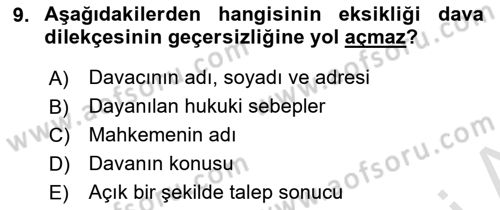 Hukuk Dili Ve Adli Yazışmalar Dersi 2023 - 2024 Yılı (Vize) Ara Sınav Soruları 9. Soru
