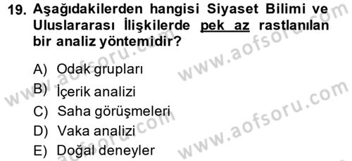 Uluslararası İlişkilerde Araştırma Yöntemleri Dersi 2013 - 2014 Yılı (Vize) Ara Sınav Soruları 19. Soru