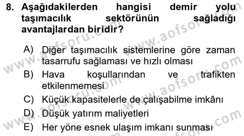 Acil Durum ve Afetlerde Ulaştırma Yönetimi ve Uygulamaları Dersi 2023 - 2024 Yılı (Vize) Ara Sınav Soruları 8. Soru