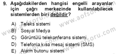Acil Çağrı Yönetimi Dersi 2021 - 2022 Yılı (Final) Dönem Sonu Sınav Soruları 9. Soru