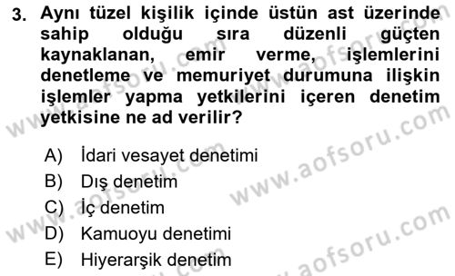 İdari Yargı Dersi 2021 - 2022 Yılı (Vize) Ara Sınav Soruları 3. Soru