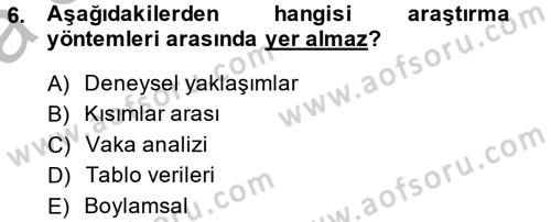 Uluslararası İlişkilerde Araştırma Yöntemleri Dersi 2013 - 2014 Yılı (Vize) Ara Sınav Soruları 6. Soru