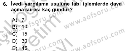 İdari Yargı Dersi 2016 - 2017 Yılı 3 Ders Sınav Soruları 6. Soru