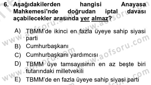 İdari Yargı Dersi 2021 - 2022 Yılı (Vize) Ara Sınav Soruları 6. Soru