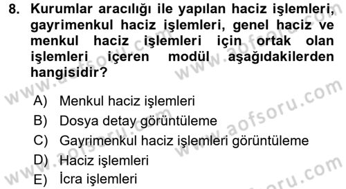 Ulusal Yargı Ağı Projesi 2 Dersi 2015 - 2016 Yılı (Final) Dönem Sonu Sınav Soruları 8. Soru