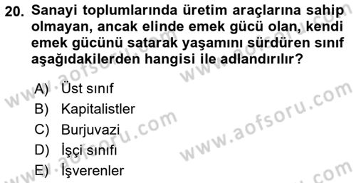 Yemek Sosyolojisi Dersi 2023 - 2024 Yılı (Vize) Ara Sınav Soruları 20. Soru