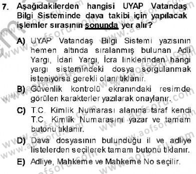 Ulusal Yargı Ağı Projesi 1 Dersi 2013 - 2014 Yılı (Final) Dönem Sonu Sınav Soruları 7. Soru