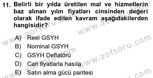 Afet Ekonomisi Ve Sigortacılığı Dersi 2025 - 2026 Yılı (Vize) Ara Sınav Soruları 11. Soru