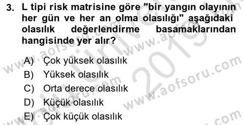 Yangın ve Yangın Güvenliği Dersi 2018 - 2019 Yılı 3 Ders Sınav Soruları 3. Soru