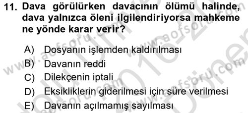 İdari Yargı Dersi 2016 - 2017 Yılı (Final) Dönem Sonu Sınav Soruları 11. Soru