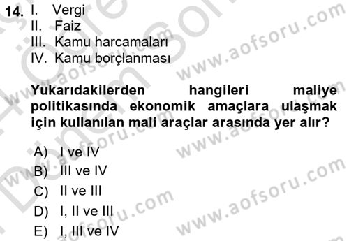 Afet Ekonomisi Ve Sigortacılığı Dersi 2023 - 2024 Yılı (Final) Dönem Sonu Sınav Soruları 14. Soru