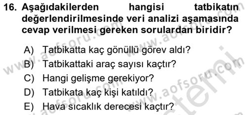 Afet Senaryosu ve Tatbikatlar Dersi 2023 - 2024 Yılı (Final) Dönem Sonu Sınav Soruları 16. Soru