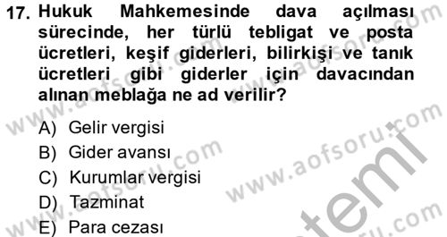 Kalem Mevzuatı Dersi 2013 - 2014 Yılı (Final) Dönem Sonu Sınav Soruları 17. Soru