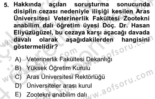 İdari Yargı Dersi 2023 - 2024 Yılı (Final) Dönem Sonu Sınav Soruları 5. Soru