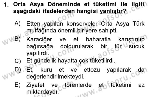 Türk Mutfak Kültürü Dersi 2021 - 2022 Yılı (Final) Dönem Sonu Sınav Soruları 1. Soru