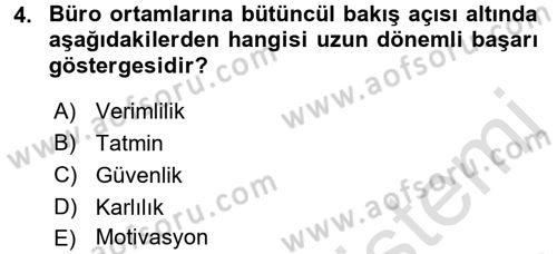 Büro Teknolojileri Dersi 2016 - 2017 Yılı (Vize) Ara Sınav Soruları 4. Soru