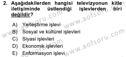 Gastronomi Ve Medya Dersi 2016 - 2017 Yılı (Vize) Ara Sınav Soruları 2. Soru