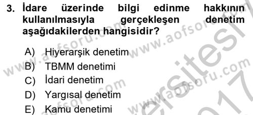 İdari Yargı Dersi 2016 - 2017 Yılı (Vize) Ara Sınav Soruları 3. Soru