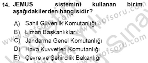 Acil Çağrı Yönetimi Dersi 2021 - 2022 Yılı (Final) Dönem Sonu Sınav Soruları 14. Soru