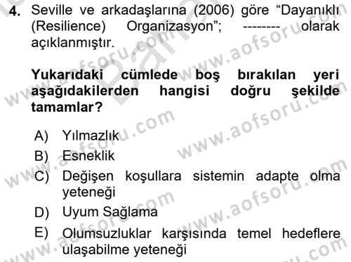 Sürdürülebilir Kentsel Dayanıklılık Dersi 2023 - 2024 Yılı (Final) Dönem Sonu Sınav Soruları 4. Soru
