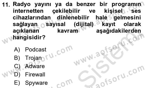 Büro Teknolojileri Dersi 2022 - 2023 Yılı (Vize) Ara Sınav Soruları 11. Soru