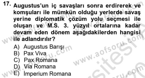 Anadolu Arkeolojisi Dersi 2014 - 2015 Yılı Tek Ders Sınav Soruları 17. Soru