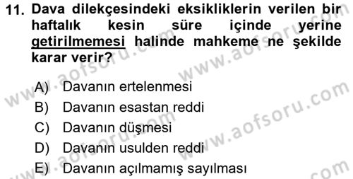 Kalem Mevzuatı Dersi 2017 - 2018 Yılı (Vize) Ara Sınav Soruları 11. Soru
