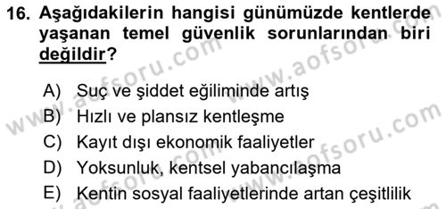 Afet Risk Azaltma Politikaları Dersi 2022 - 2023 Yılı (Vize) Ara Sınav Soruları 16. Soru